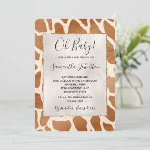 Invitación Cream Brown Safari Girafa Animal Baby Shower