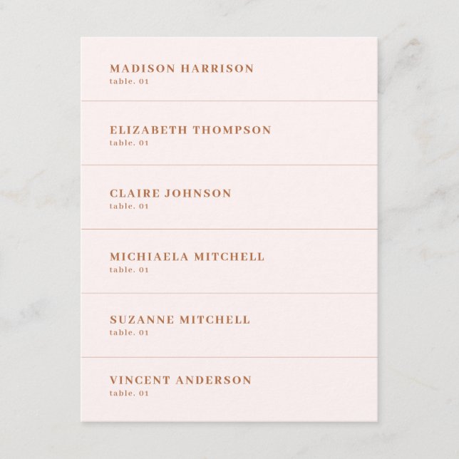 Invitación Cream Burnt Naranja Terracotta Boda Place Card (Anverso)