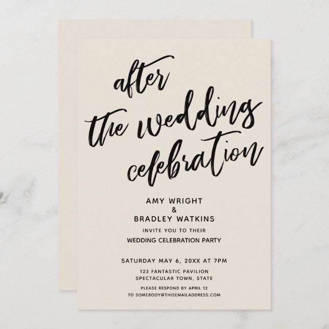 Invitación Cream Casual luego de la celebración del Boda (Anverso / Reverso)