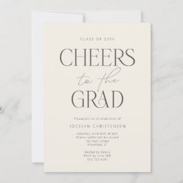 Invitación Cream Charcoal Gray Modern Cheers Grad Party