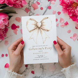 Invitación Cream Coquette Bow Galentines Fiesta