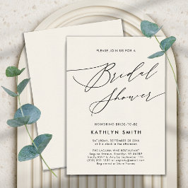 Invitación Cream Elegant Script Moderno Simple Bridal Shower