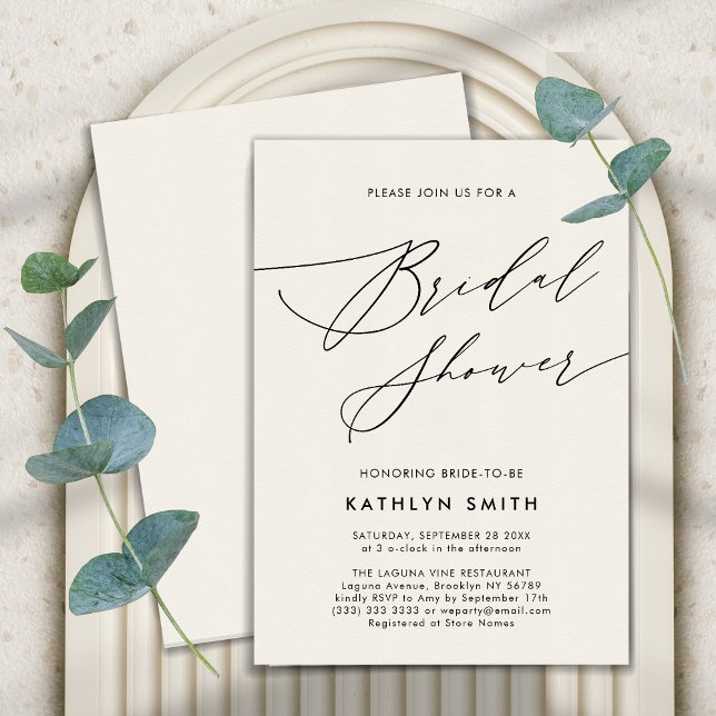 Invitación Cream Elegant Script Moderno Simple Bridal Shower (Subido por el creador)
