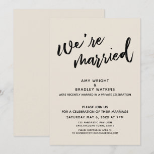 Invitación Cream Estamos casados en la recepción post matrimo