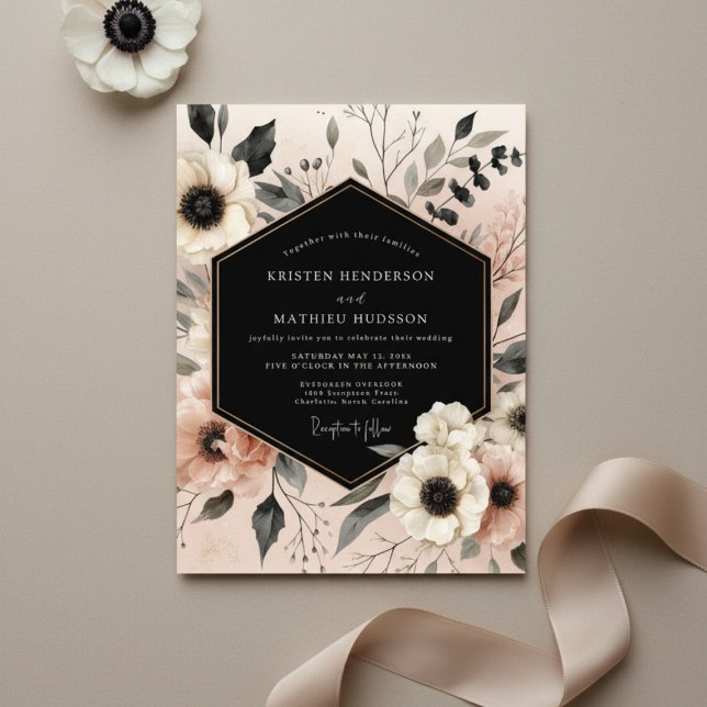 Invitación Cream Ethereal Bloom Wedding (Subido por el creador)