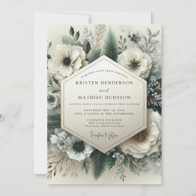 Invitación Cream Floral Ethereal Wedding (Anverso)