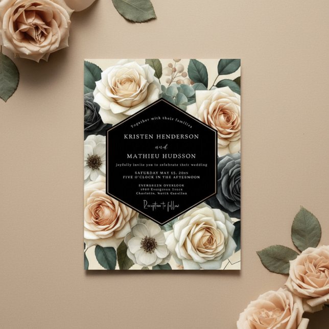 Invitación Cream Floral Romance Wedding (Subido por el creador)