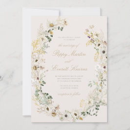 Invitación Cream Floral Wildflower Poppy Wedding Invitation