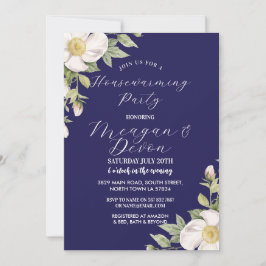 Invitación Cream Florals White Flowers Fiesta de calentamient