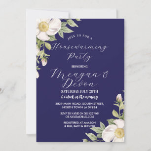 Invitación Cream Florals White Flowers Fiesta de calentamient