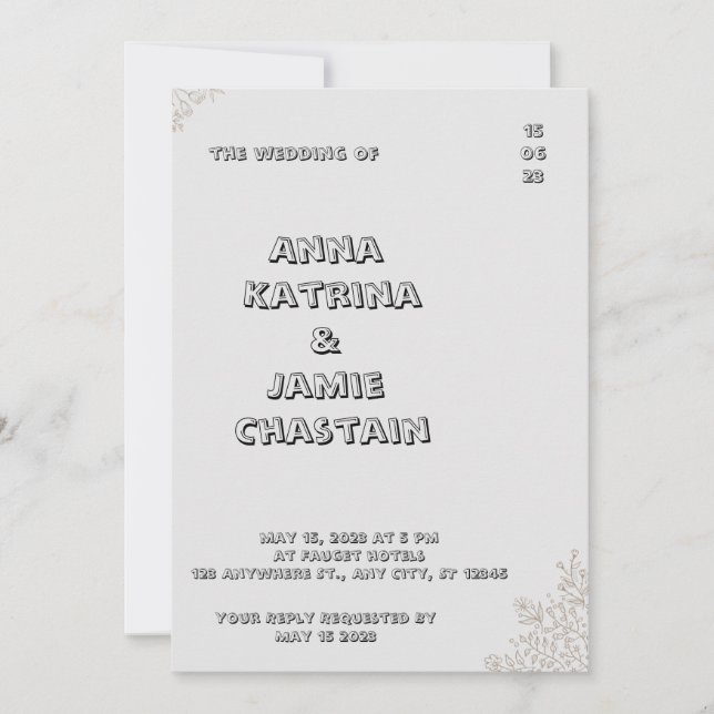 Invitación Cream Gold Black Elegant Wedding Invita (Anverso)