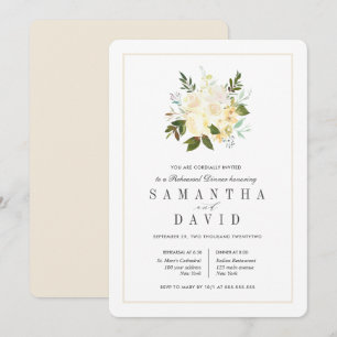 Invitación Cream + Ivory   Cena de ensayo de Bodas orgánicos