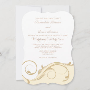 Invitación Cream Ivory Floral Swirl Bracket Wedding