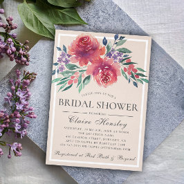 Invitación Cream Ivory Watercolor Floral Bridal Shower