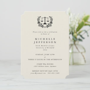 Invitación Cream Law Qualification Laurel Wreath