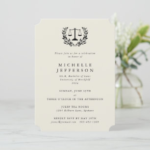 Invitación Cream Law Qualification Laurel Wreath