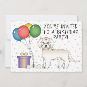 Invitación Cream Mini Goldendoodle Cute Cartoon Dog Cumpleaño