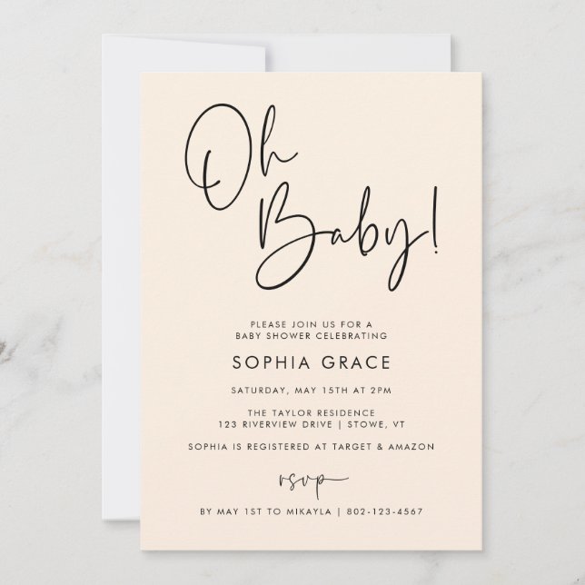 Invitación Cream Modern Boho Gender Neutral Baby Shower (Anverso)