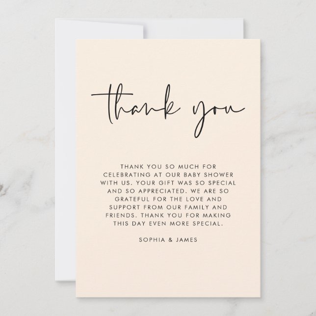 Invitación Cream Modern Gender Neutral Baby Shower Gracias (Anverso)