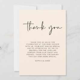 Invitación Cream Modern Gender Neutral Baby Shower Gracias