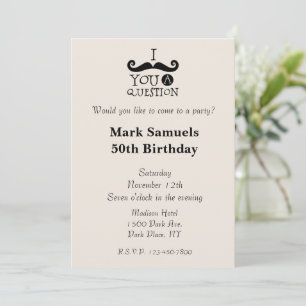 Invitación Cream Mustaches 50 cumpleaños