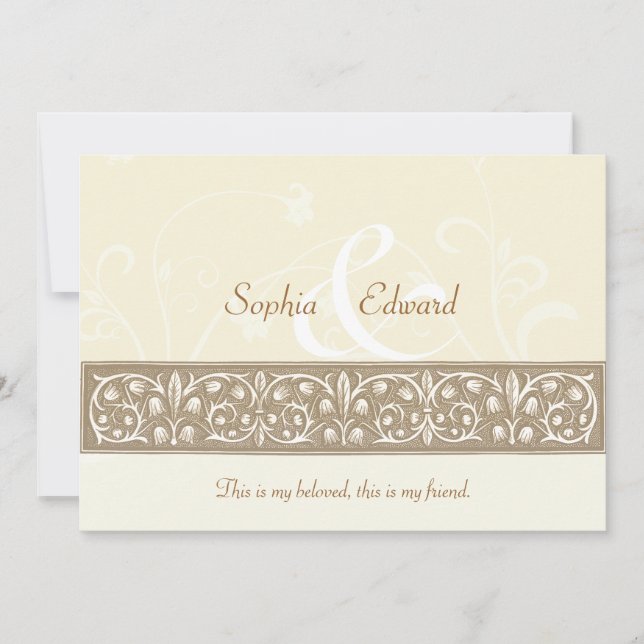 Invitación Cream Ornamental Frieze Boda (Anverso)