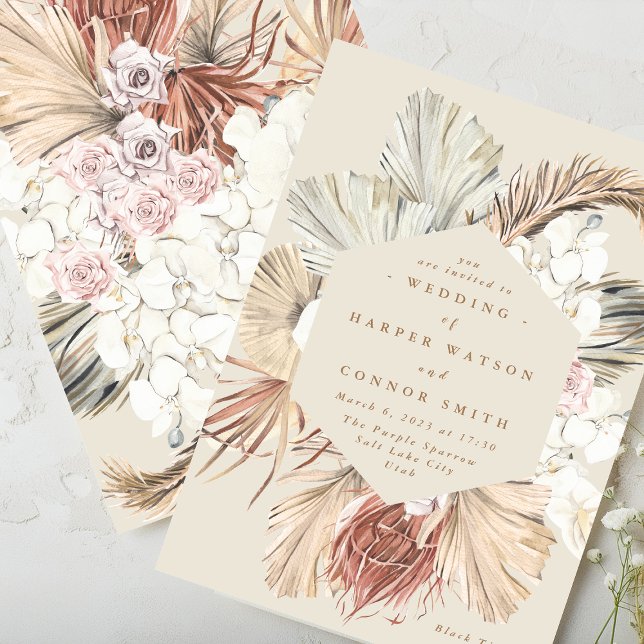Invitación Cream Pampas Boda de la jungla floral de hierba se (Subido por el creador)