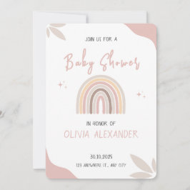 Invitación Cream Pastel simple Baby Shower Minimalista