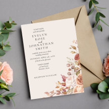 Cream Rosa Elegant Wedding Invitation