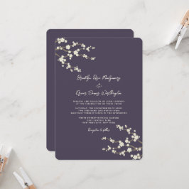 Invitación Cream Sakura cerezo florece Boda asiático morado