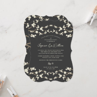 Invitación Cream Sakura florecimiento de cerezo Boda asiático