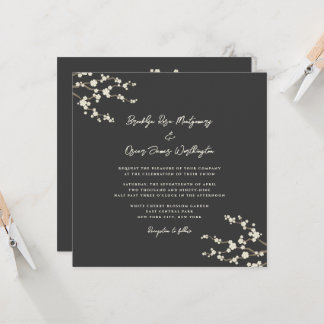 Invitación Cream Sakura florecimiento de cerezo café Boda asi