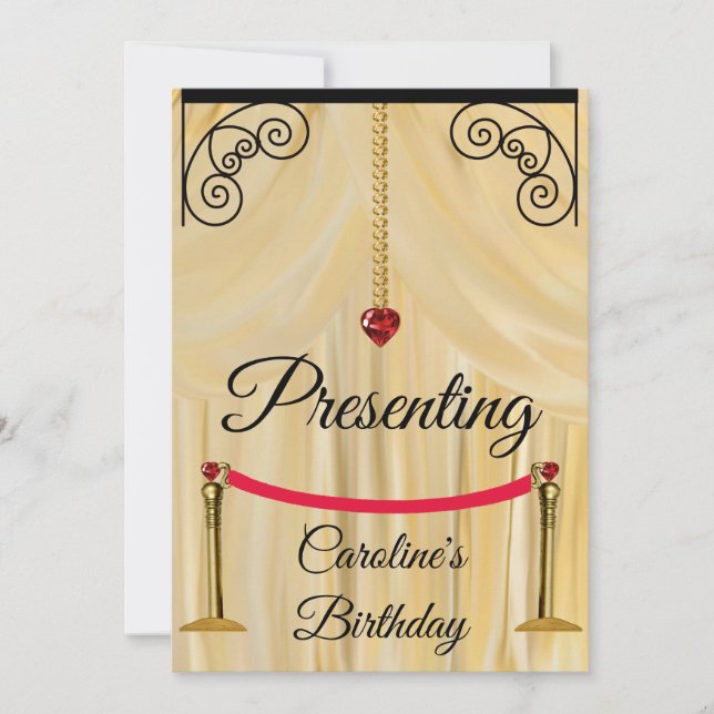 Invitación Cream Silk Theatre Curtain Birday (Anverso)