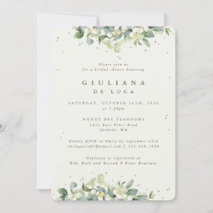 Invitación Cream Snowberry+Eucalyptus Winter Bridal Shower