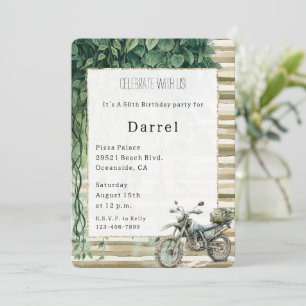 Invitación Cream Stripes Motorcycle Ivy Jungle Cumpleaños