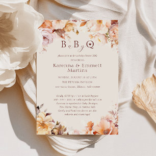 Invitación Cream Vintage Floral Fall Baby-Q BBQ Baby Shower