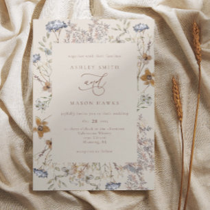 Invitación Cream Watercolor Wildflowers Boda de caligrafía