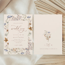 Invitación Cream Watercolor Wildflowers Boda de caligrafía