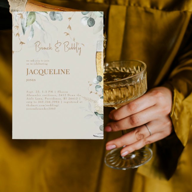 Invitación Cream White Floral Brunch & Bubbly (Subido por el creador)