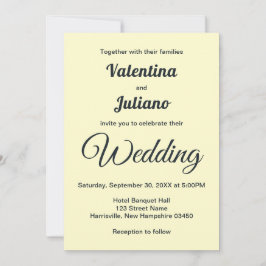 Invitación Cream With Slate Text Wedding Invitation