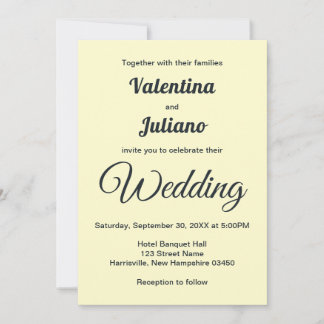 Invitación Cream With Slate Text Wedding Invitation