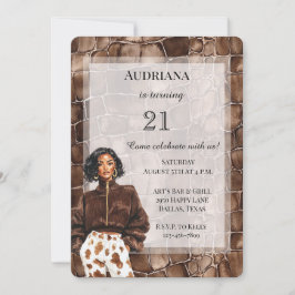 Invitación Creamy Brown Chocolate Brown Black Woman Cumpleaño