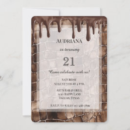 Invitación Creamy Brown Chocolate Drits Cumpleaños