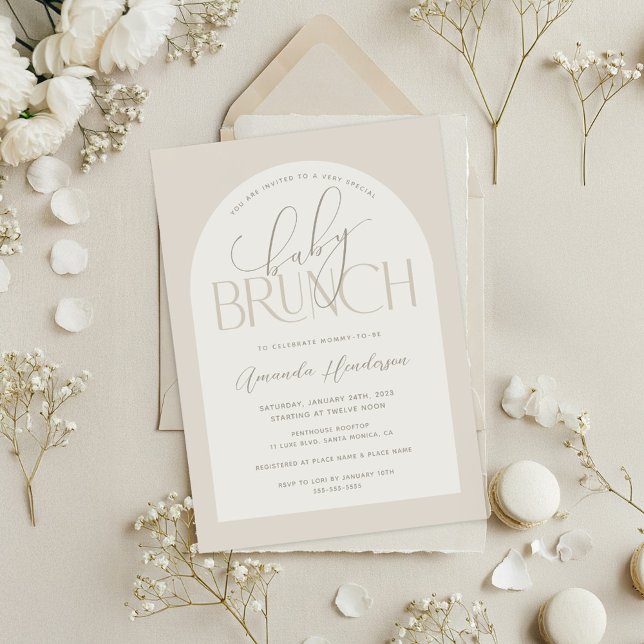 Invitación Creamy Neutral Baby Brunch Baby Shower (Creamy Neutral Baby Brunch Invitation)