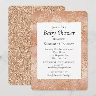 Invitación Creamy Peach Rosa Rubor Leopard Print
