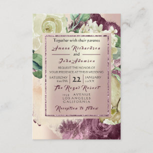 Invitación Creamy rosa Marsala Floral Rubor Boda
