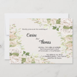 Invitación Creamy Rose Wedding Template Invitation