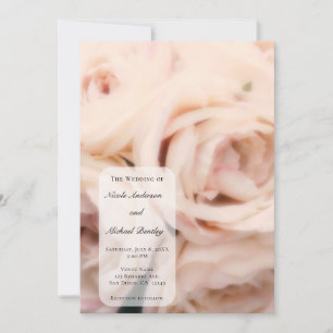 Invitación Creamy Soft Peach Rosas Elegante Boda