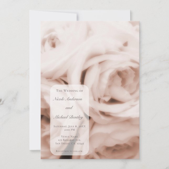 Invitación Creamy Soft Rubor Roses rosados Elegante Boda (Anverso)