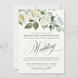 Invitación CreamyFloral Eucalyptus Script Calligraphy Wedding